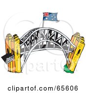 Royalty Free RF Clipart Illustration Of An Australian Flag Atop The Sydney Harbour Bridge