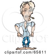 Royalty Free RF Clipart Illustration Of A Poor Farmer Chewing Hay And Turning His Pockets Out