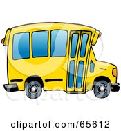 Poster, Art Print Of Yellow School Bus With Blue Windows