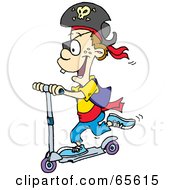 Pirate Boy Riding A Scooter