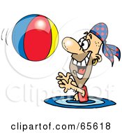Pirate Guy Swimming And Playing With A Beach Ball - Version 2