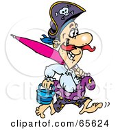 Royalty Free RF Clipart Illustration Of A Pirate Guy Running On A Beach