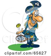 Poster, Art Print Of Pirate Guy Playing Tennis - Version 3