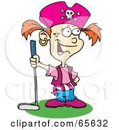 Royalty Free RF Clipart Illustration Of A Pirate Girl Golfing