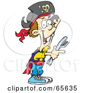 Poster, Art Print Of Pirate Boy Holding A Knife And Fork