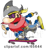 Poster, Art Print Of Pirate Guy Skateboarding - Version 1