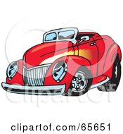 Poster, Art Print Of Red Convertible Hot Rod With A Flame Paint Job