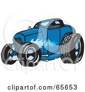 Blue Hot Rod With A Ghost Flame Paint Job