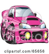 Royalty Free RF Clipart Illustration Of A Pink Subaru Impreza WRX by Dennis Holmes Designs
