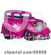 Pink Hot Rod With A Flame Paint Job