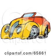 Poster, Art Print Of Orange Convertible Hot Rod With A Flame Paint Job