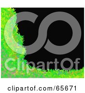 Poster, Art Print Of Background Of A Grungy Green Grass Border On Black