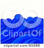 Poster, Art Print Of Background Of Swirly Blue Waves Over White