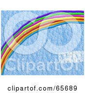 Royalty Free RF Clipart Illustration Of A Background Of A Rainbow Over Blue Texture