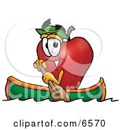 Red Apple Character Mascot Rowing A Boat by Mascot Junction