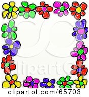 Poster, Art Print Of Background Of Colorful Flowers Around White