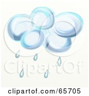 Poster, Art Print Of Painted Blue Rain Cloud With Droplets On White