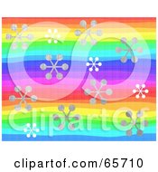 Royalty Free RF Clipart Illustration Of A Background Of Snowflakes Over Rainbow Lines