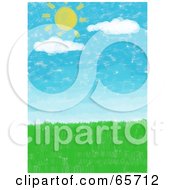 Poster, Art Print Of Background Of The Sun And Clouds Over A Green Meadow