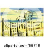 Poster, Art Print Of Background Of Grungy City Buildings With Paint Strokes