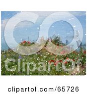Royalty Free RF Clipart Illustration Of A Background Of Watercolor Painted Coastal Wildflowers