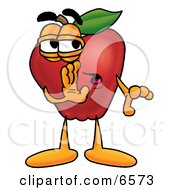 Poster, Art Print Of Red Apple Character Mascot Whispering Secrets