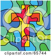 Poster, Art Print Of Stained Glass Christian Cross Background