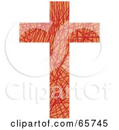 Poster, Art Print Of Orange Patterned Cross With Scratches