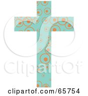 Royalty Free RF Clipart Illustration Of A Turquoise Patterned Cross With Circles