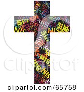 Black Cross With Colorful Sin Words