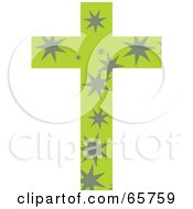 Poster, Art Print Of Green Patterned Cross With Stars