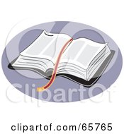 Ribbon Resting On An Open Holy Bible Over Purple