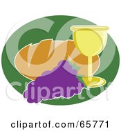Loaf Of Bread With Grapes And Wine