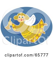 Poster, Art Print Of Pretty Angel In Yellow Flying Over A Blue Oval