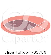 Royalty Free RF Clipart Illustration Of A Purple Christian Fish On A Pink Oval by Prawny