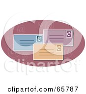 Poster, Art Print Of Three Email Envelopes On A Pink Oval