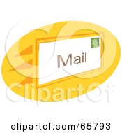 Royalty Free RF Clipart Illustration Of A Fast Envelope Speeding On A Yellow Oval