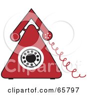 Poster, Art Print Of Red Triangular Corded Landline Telephone