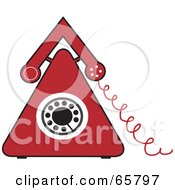 Royalty Free RF Clipart Illustration Of A Red Triangular Corded Landline Telephone by Prawny
