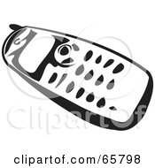 Royalty Free RF Clipart Illustration Of A Black And White Portable Telephone