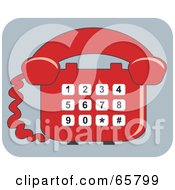 Royalty Free RF Clipart Illustration Of A Red Telephone On A Gray And White Background by Prawny