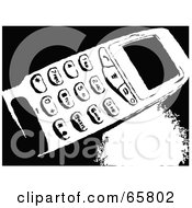 Royalty Free RF Clipart Illustration Of A Black And White Grungy Portable Telephone by Prawny