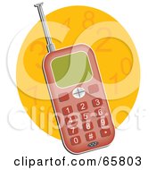 Poster, Art Print Of Red Retro Cell Phone With A Pull Out Antenna Over An Orange Number Circle