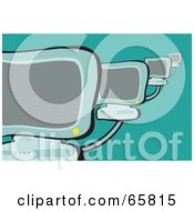 Royalty Free RF Clipart Illustration Of Networked Desktop Computers On Green