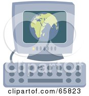 Poster, Art Print Of Globe On A Desktop Computer Monitor