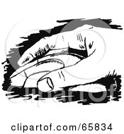 Royalty Free RF Clipart Illustration Of A Black And White Hand Resting On A Computer Mouse