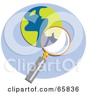 Poster, Art Print Of Magnifying Glass Searching A Blue And Yellow Globe