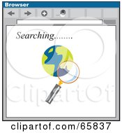Royalty Free RF Clipart Illustration Of A Computer Browser Window Of A Magnifying Glass Searching A Blue And Yellow Globe by Prawny