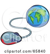 Poster, Art Print Of Computer Mouse Extending From A Blue And Green Globe