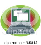 Royalty Free RF Clipart Illustration Of A Gray Laptop With Two Blank White Windows On The Screen